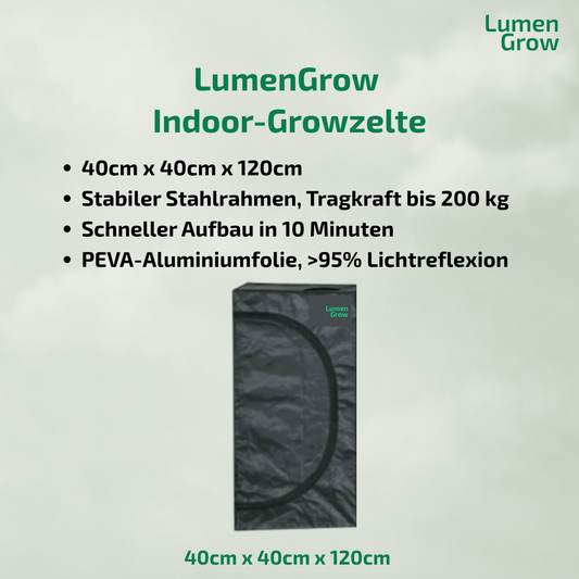Growzelt 40 x 40 x 120cm, für Anzucht, für den Indoor-Pflanzenanbau