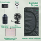Growzelt Komplettset 40 x 40 x 120cm, Komplettsystem für Anzucht, mit 100 W LED-Wachstumslampe, 4 Zoll Belüftungskombination